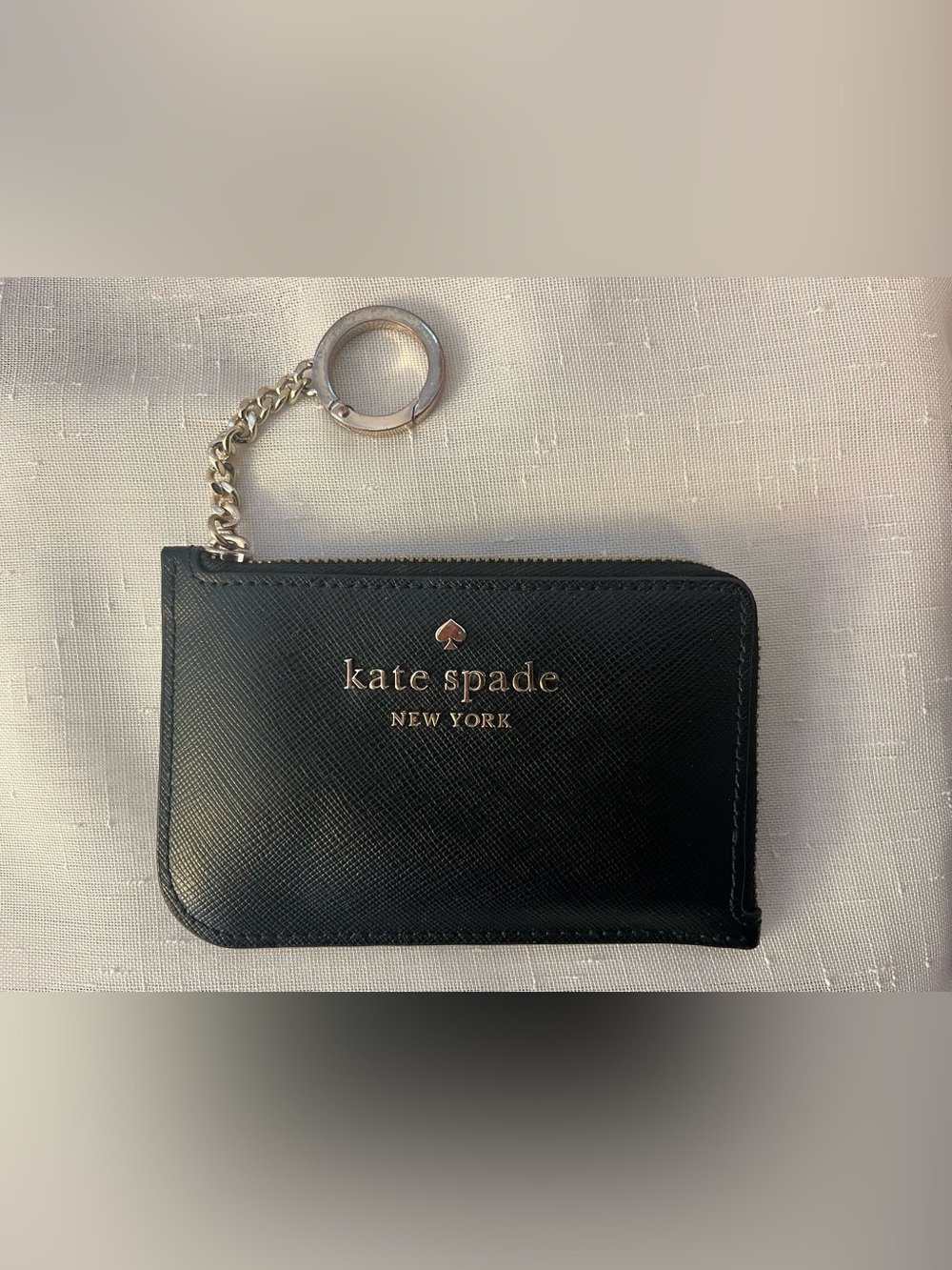 kate spade Black Saffiano Leather Card Case with Key Ring